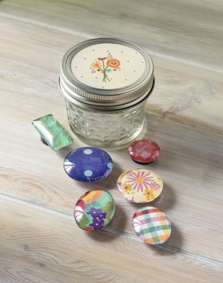 Handmade Fridge Magnets in a Mason Jar
