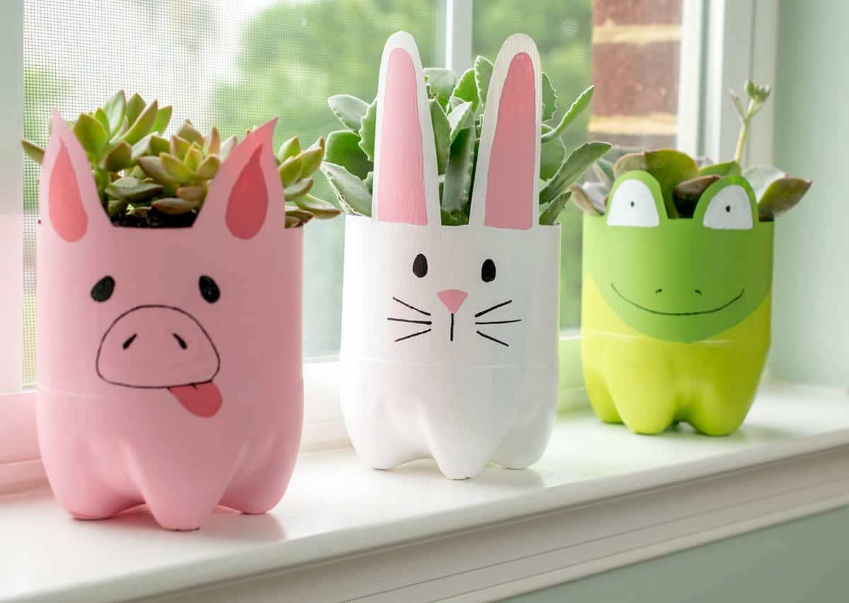 Recycled Plastic Bottle Planters Craft