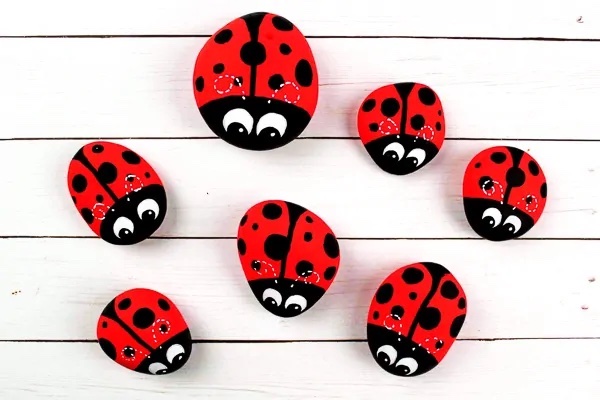 DIY Ladybug Rock Art For Kids